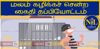 The police said that an incident in which a prisoner escaped after going to defecate (26) took place in the Kaluwanchikudi court complex, Batticaloa.